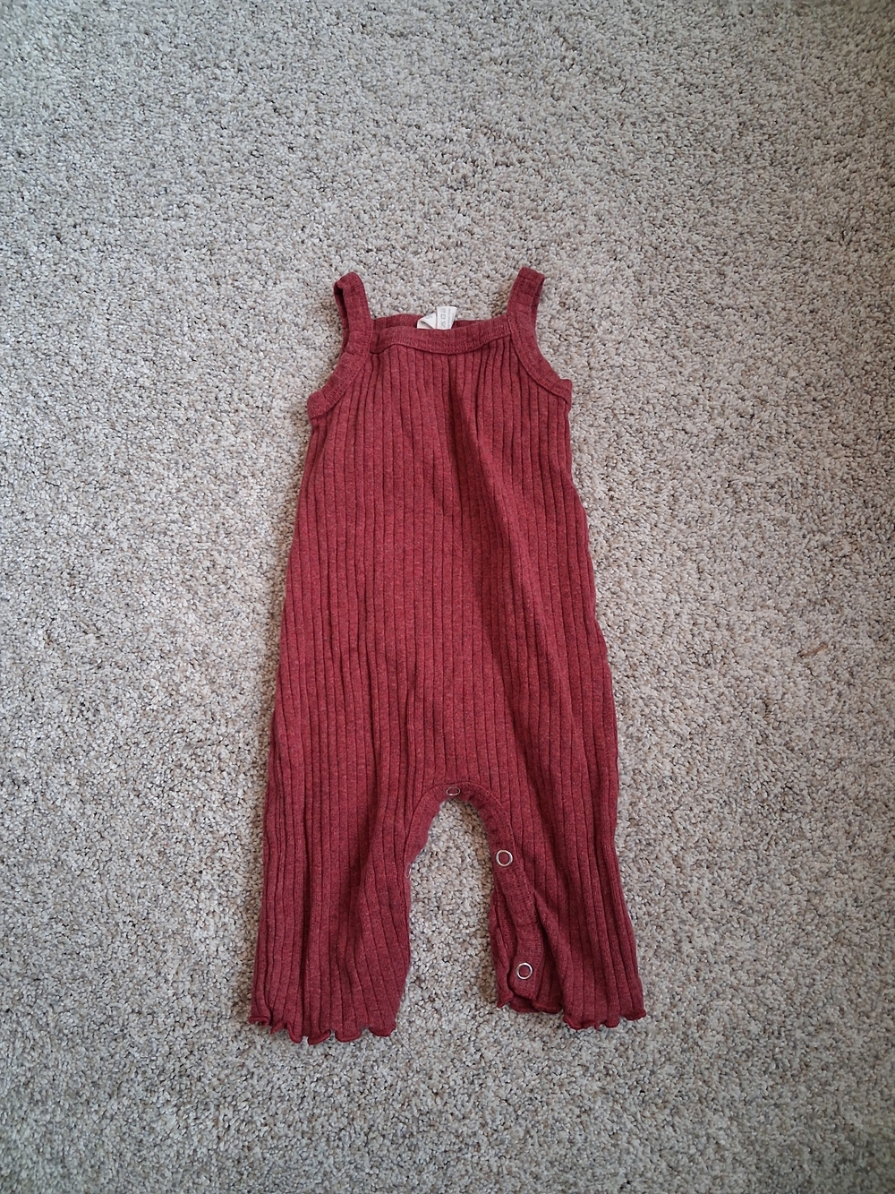 kate quinn Ribbed Sleeveless Romper in Rust Red